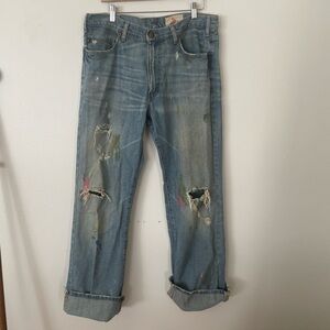 Vintage Hollister low rise boot cut jeans hand drawn paint splattered